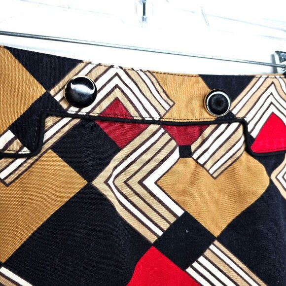 Ann Taylor Loft Petite Retro 70s 80s Geometric Mini Skirt in Red Black - Picture 6 of 8